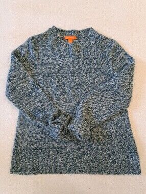 Joe Fresh Marled Sweater Medium Textured Knit Cozy Fall Blue White Classic Crew